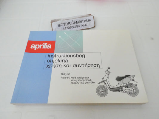 Per Aprilia rally 50 scooter moto manuale uso manutenzione instruktionsbog ohjekirja  danese greco finlandese  8201974