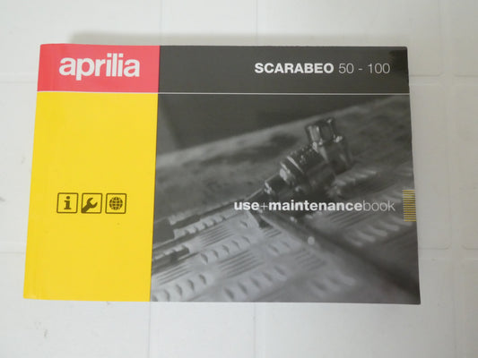 Aprilia scarabeo 50 100 2t  libretto manuale uso manutenzione del proprietario scooter con motore minarelli 8202341