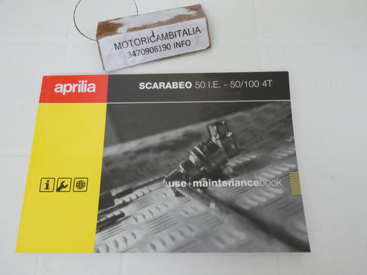 Per Aprilia Scarabeo 50 i.e 50 100 4t libretto manuale uso manutenzione del proprietario scooter con motore 8202328