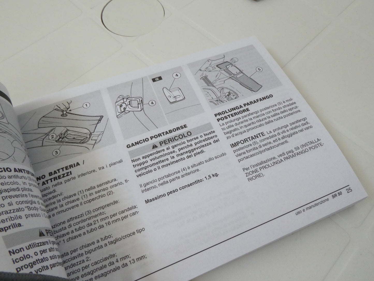 Aprilia sr 50 libretto manuale uso manutenzione del proprietario scooter  usage et entretien betriebsanleitung 8202336