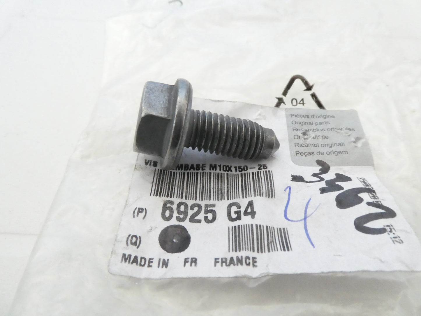 per auto peugeot citroen 6925G4 vite tubo aria condizionata screw tube 10 X 25 1,50