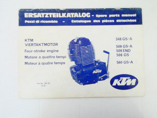Per Ktm 348 506 560 gs manuale parti ricambio spare part catalog manual motore schematich engine