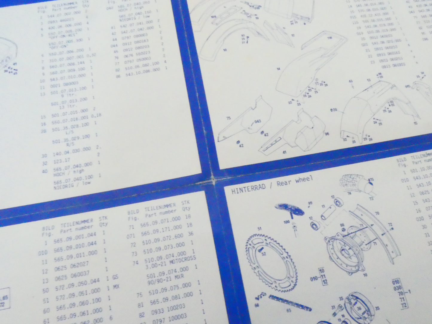 Per Ktm 125 mx mxc gs gsxc 1985 moto poster parti ricambio spare part ciclistica enduro cross telaio