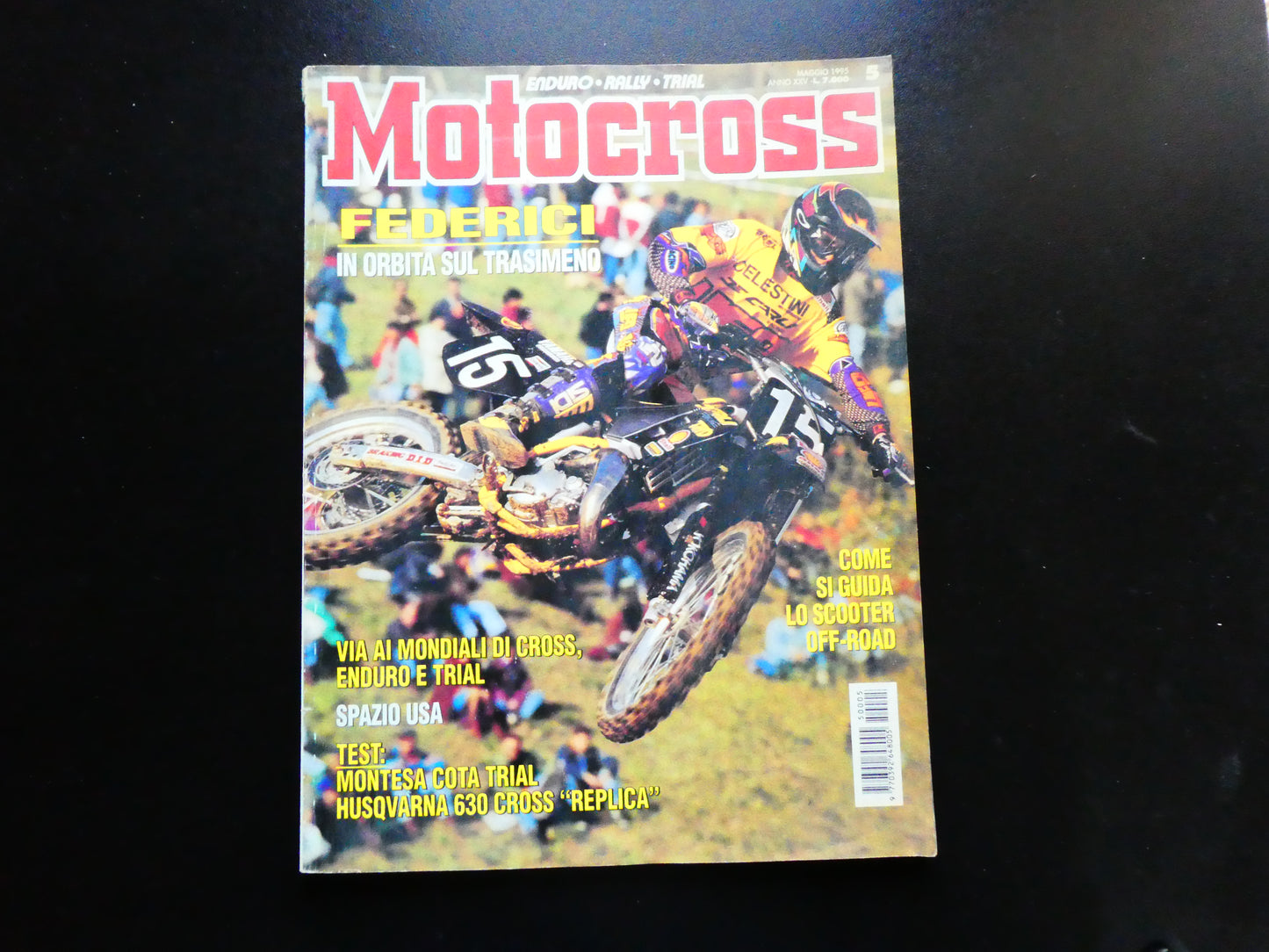 motocross rivista maggio 1995 ufo scooter aprilia rx50 husquarna 630 montesa cota prove trial enduro