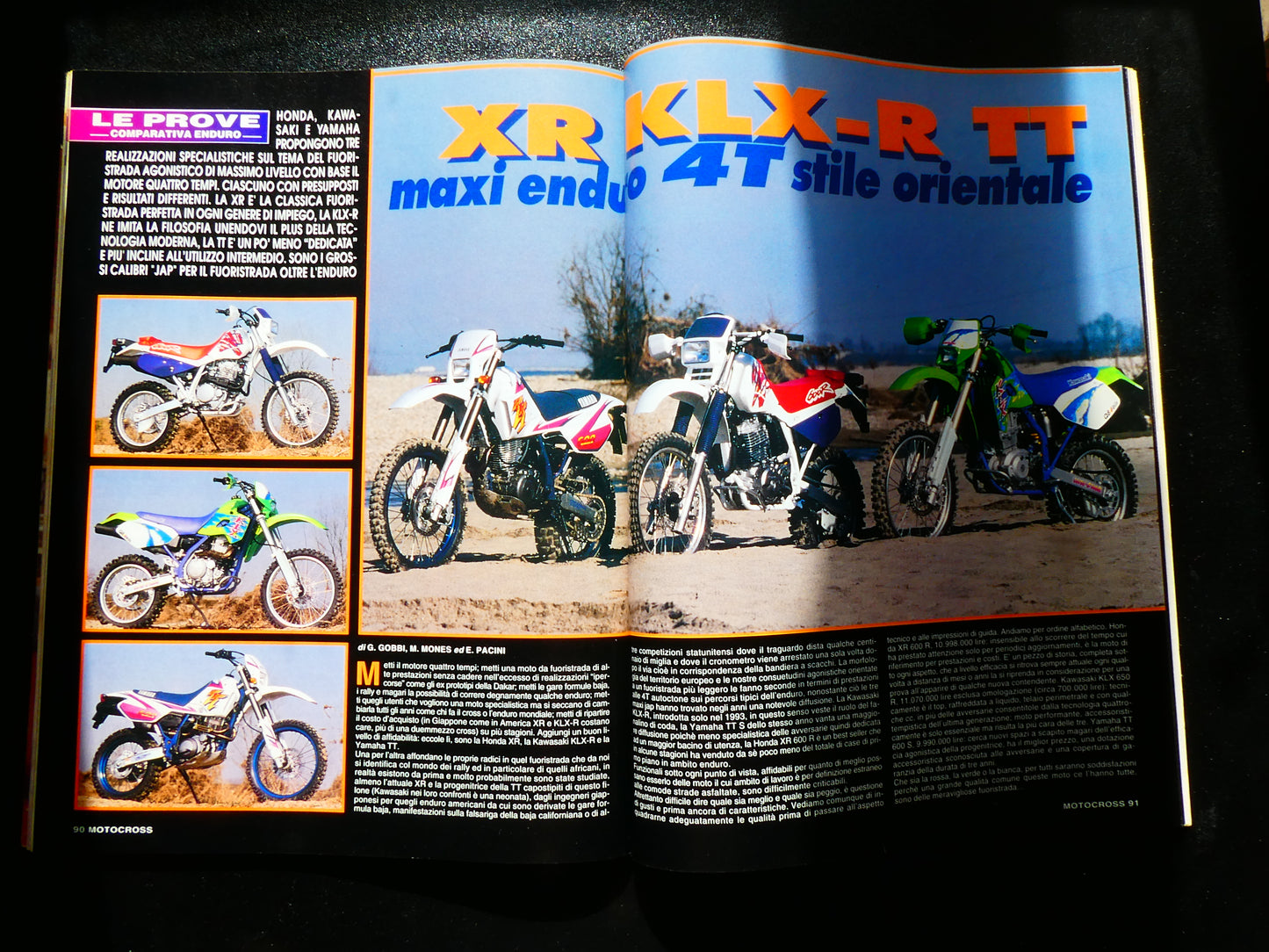 motocross rivista aprile 1995 enduro  prove honda xr600 yamaha tt600 kawasaki klx r 600