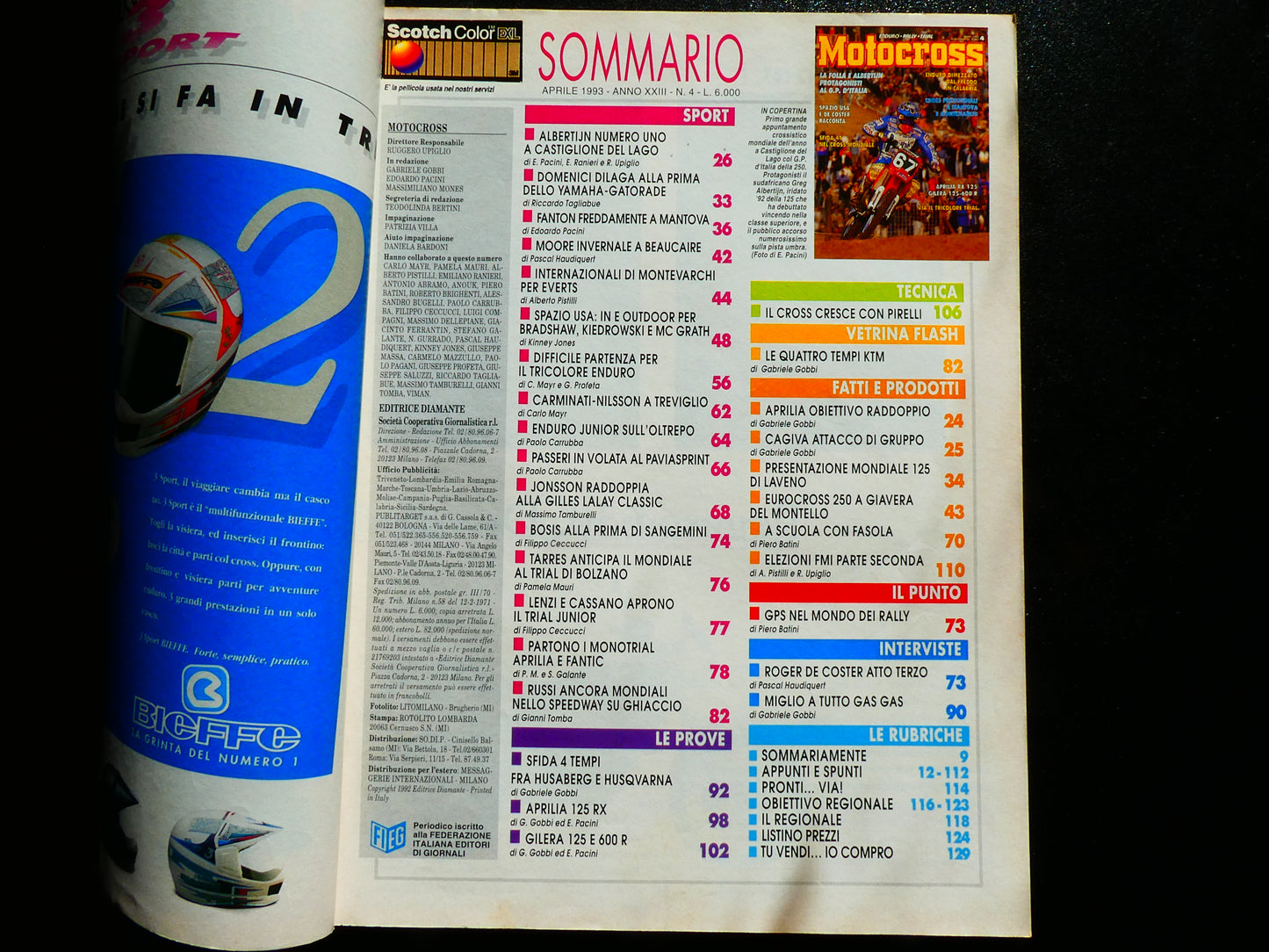 motocross rivista aprile 1993 aprilia rx 125 gilera r 125 600 r tecnica husaberg husquarna 4t cross