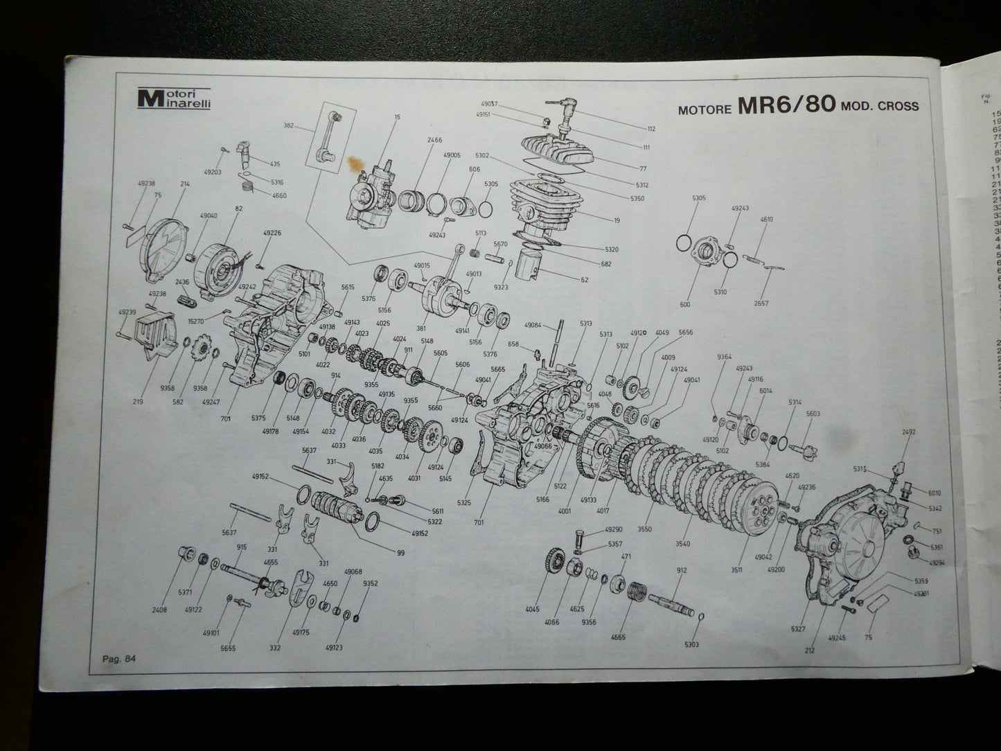 per motori minarelli 1981 catalogo generale  ricambi v1 p3 p4 p6 mr4 mr6 k6 80 p6 corsa corta
