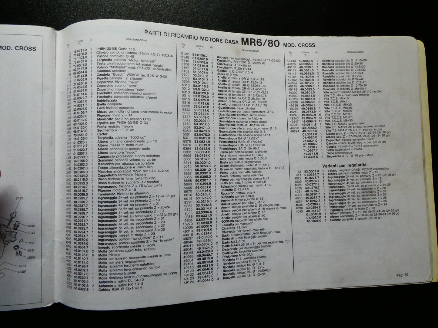 per motori minarelli 1981 catalogo generale  ricambi v1 p3 p4 p6 mr4 mr6 k6 80 p6 corsa corta