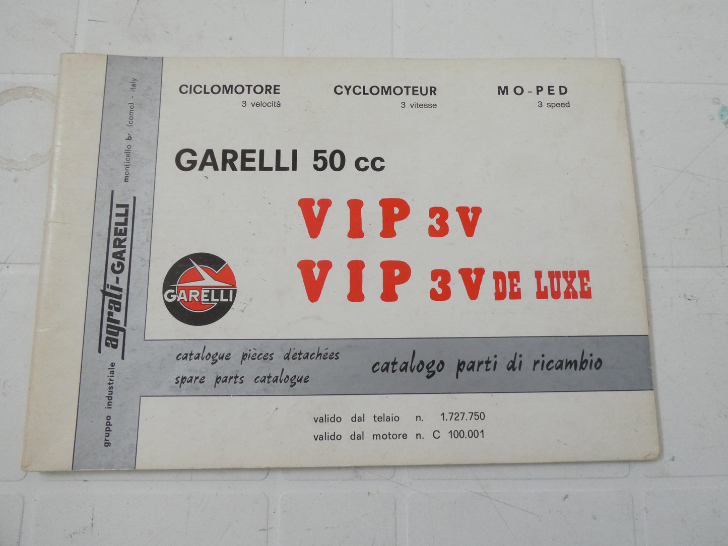 per Garelli 50 vip 3v moto catalogo parti ricambio spare parts catalogue moped