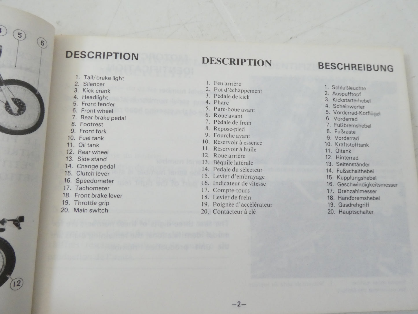 per Yamaha dt 400 250 mx g 3J4-28199-80 Owners manual betriebsanleitung moto motorcycle manuale uso manutenzione