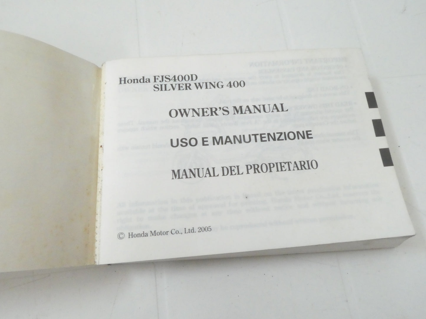 Per Honda silver wing 400 fjs d owners manual manuale uso manutenzione scooter