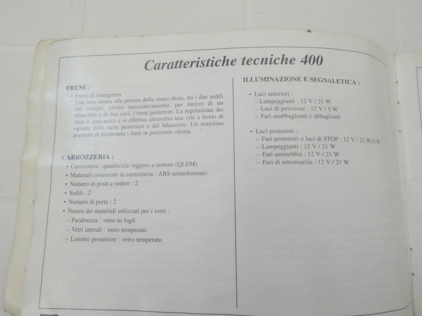 Per Aixam 400 4 libretto macchina minicar manuale uso manutenzione mini auto