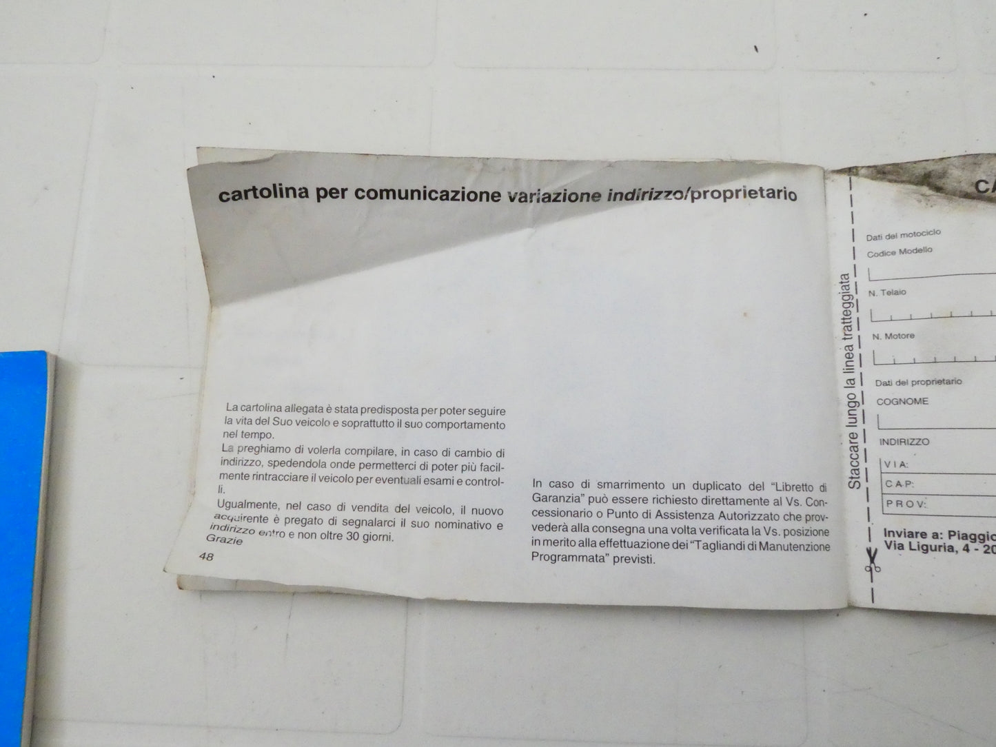 Per Piaggio 50 125 150 vespa px scooter ciclomotori libretto garanzia usato