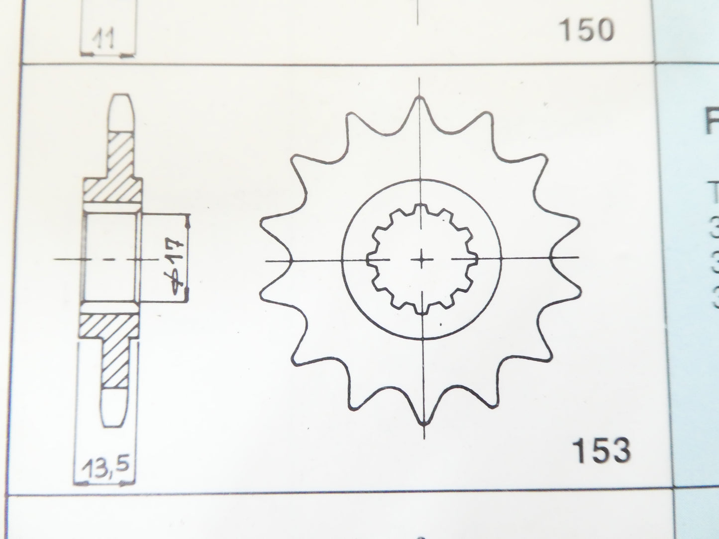 per fantic motor trial 303 trial 1987  pignone catena sprocket chain z 11