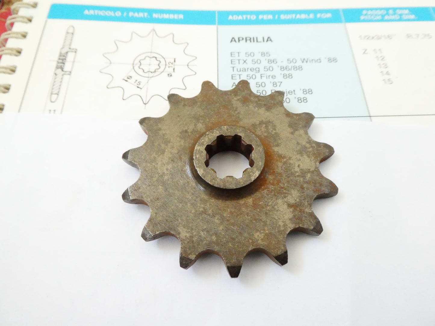per moto aprilia af1 50 1987  pignone catena sprocket chain z 15 passo 428