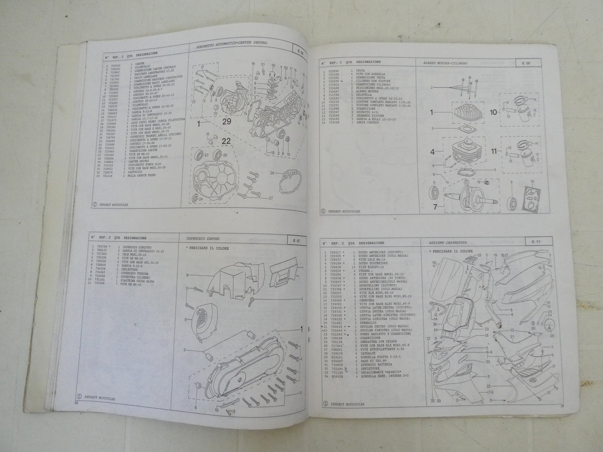 per scooter peugeot zenith lm  m ln buxy speedake 04 1997 catalogo parti ricambi italiano