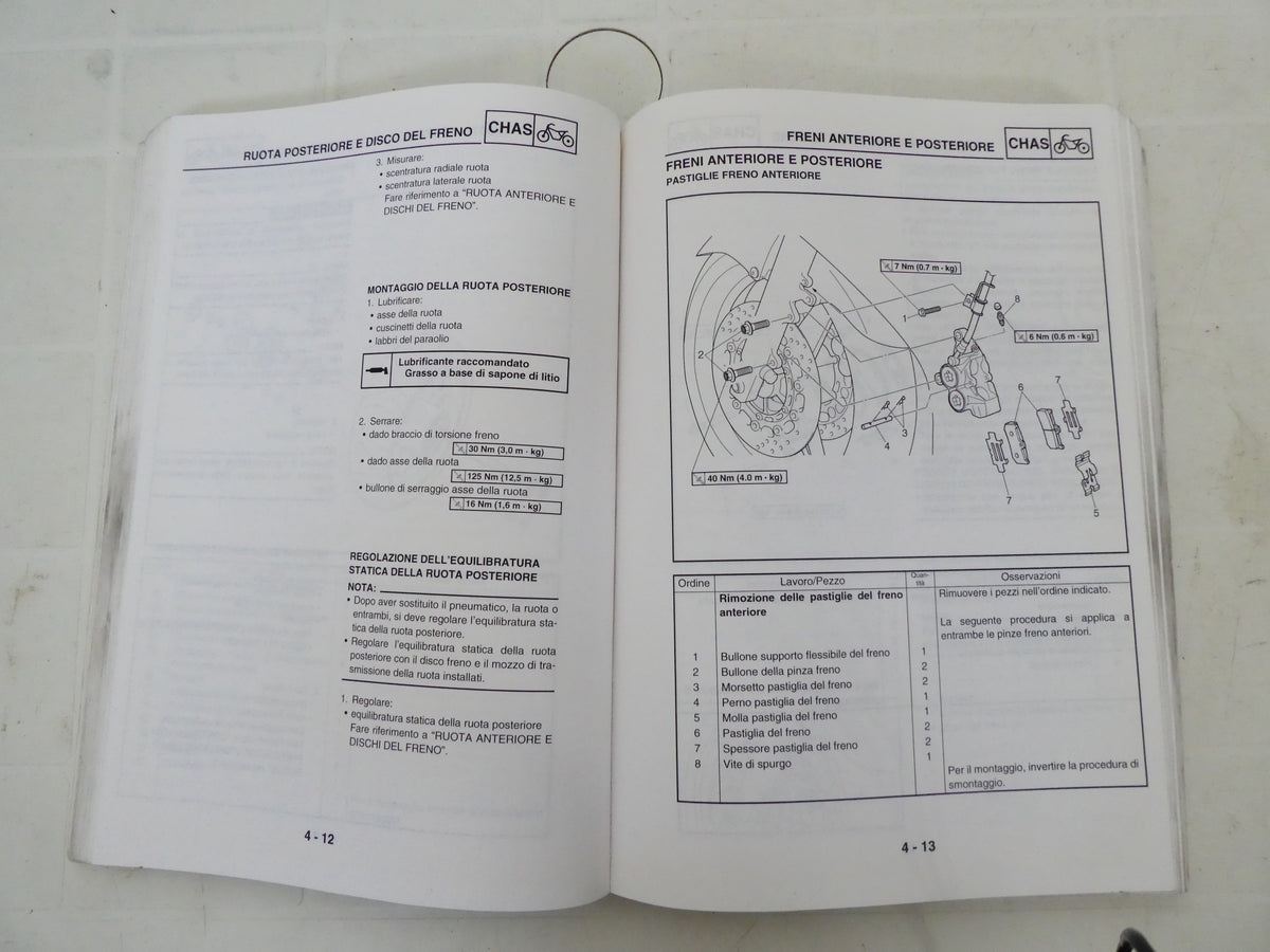 per moto  yamaha fjr 1300 n 2001 manuale officina libro riparazione 5jw-28197-h0