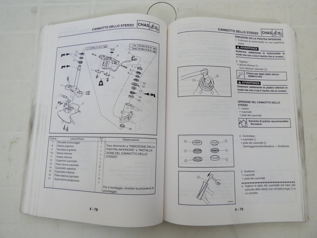 per moto  yamaha fjr 1300 n 2001 manuale officina libro riparazione 5jw-28197-h0