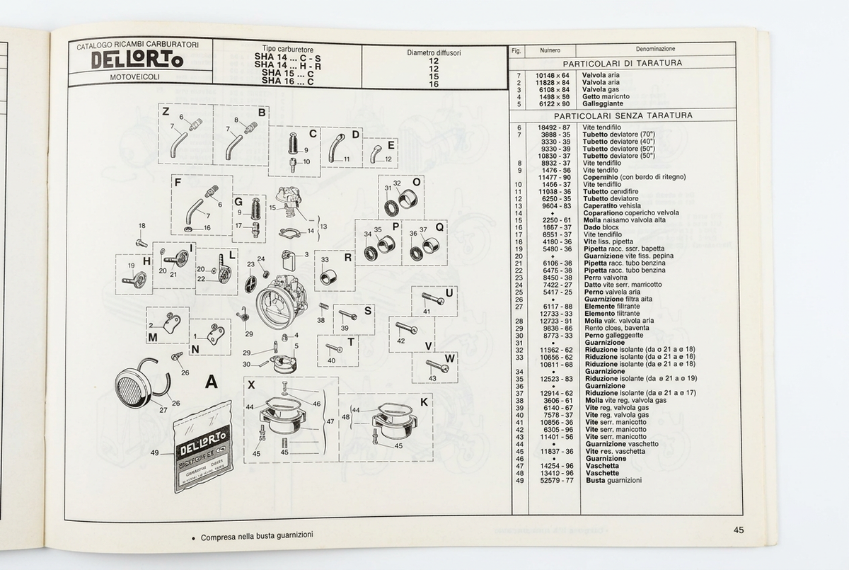 Pagina 45 del catalogo ricambi Dell'Orto
