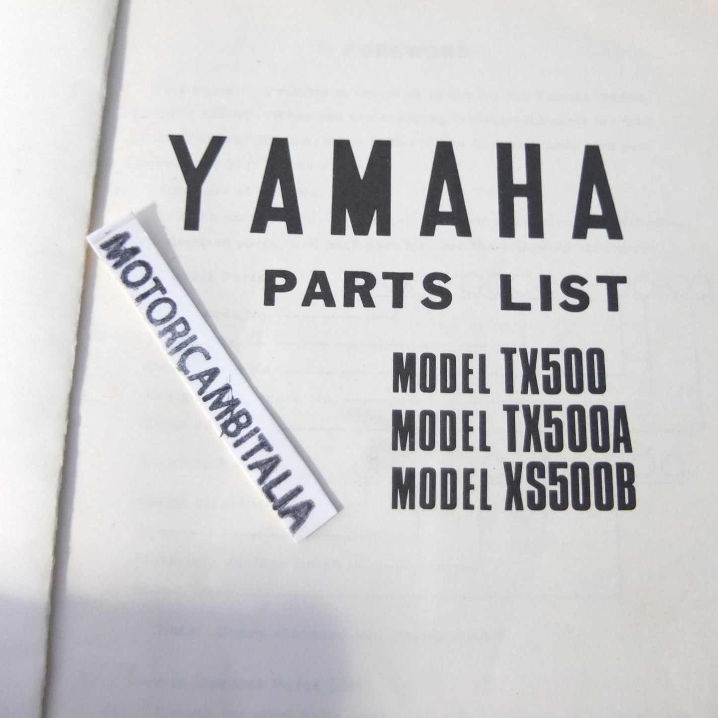 Yamaha tx xs 500 A B manuale ricambi part list book moto 371-28198-07 motorcycle