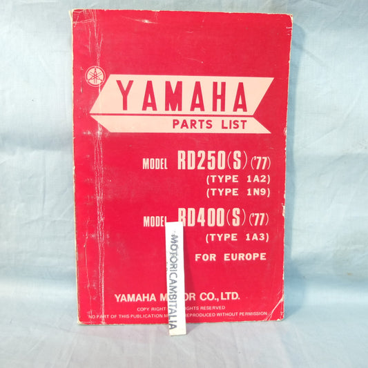 Yamaha RD 250 400 1977 1A3 1A2 1N9 Manuale parti di ricambio motore telaio moto owener's manual part