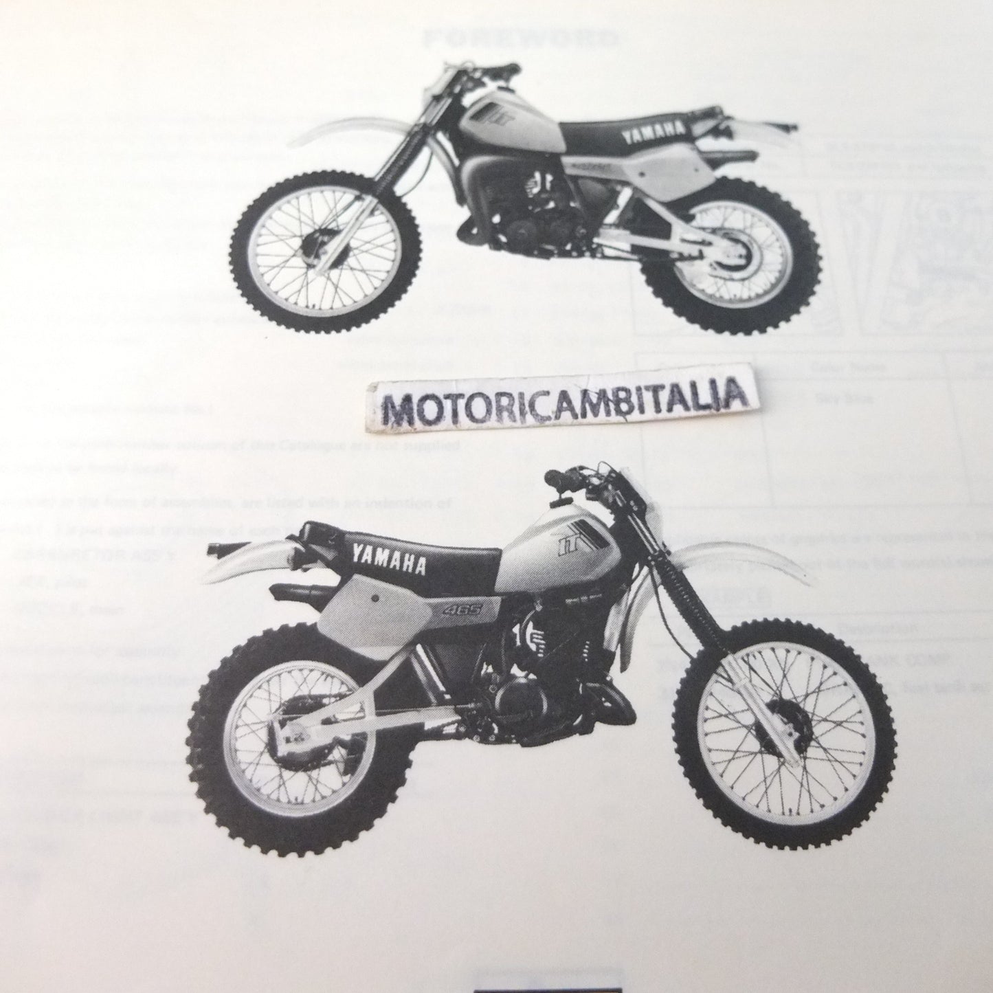 Yamaha it 465 j 5l5 moto part engine frame book manual manuale catalogo motore telaio ricambi