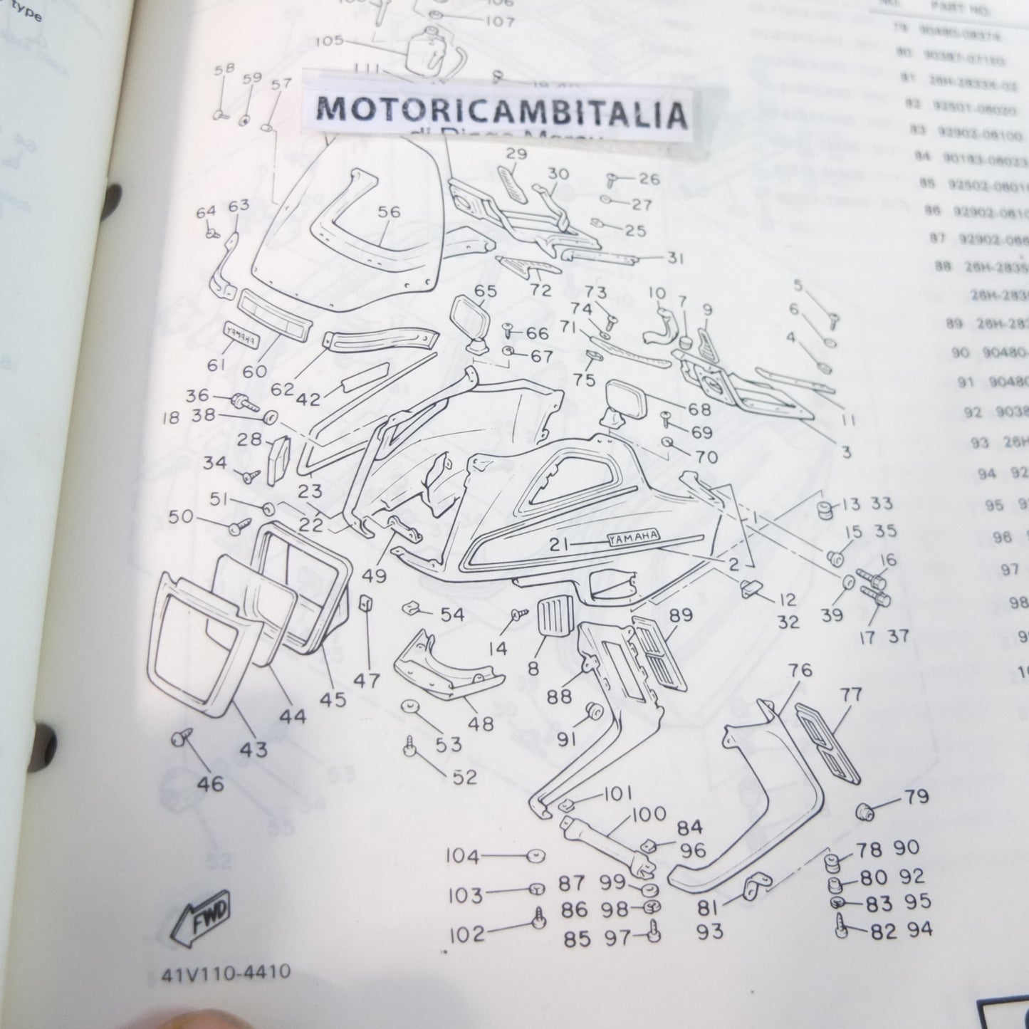 Yamaha xvz 1200 47g moto part engine frame book manual parts manuale catalogo motore telaio ricambi