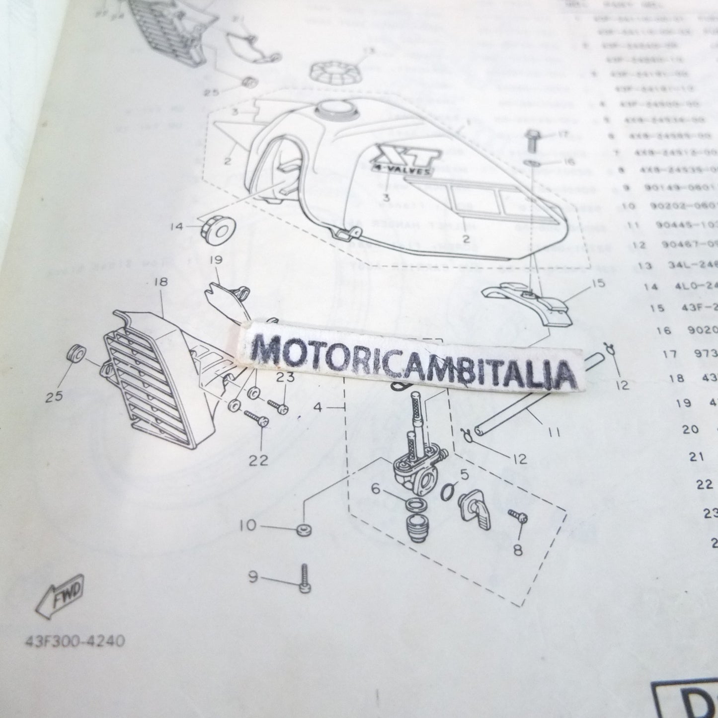 Yamaha xt 600 84 43f Manuale parti di ricambio motore telaio moto owener's manual part