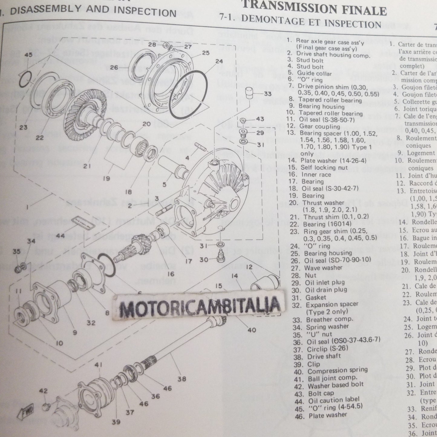 Yamaha moto manuale officina trasmissione ingranaggio shaft drive service workshop 1T5